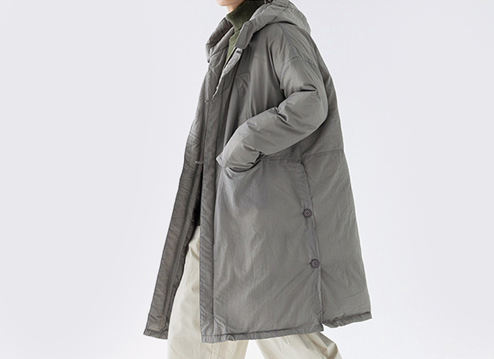 무료배송 해외 수입 후드 패딩 하프 롱 그레이 회색 모던 캐주얼 심플 루즈핏 오버핏 두꺼운 따뜻한 겨울