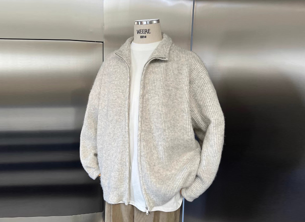 무료배송 해외 수입 니트 가디건  터틀넥  카라 루즈핏  스웨터  집업 캐주얼 두꺼운 골지 봄 가을 겨울